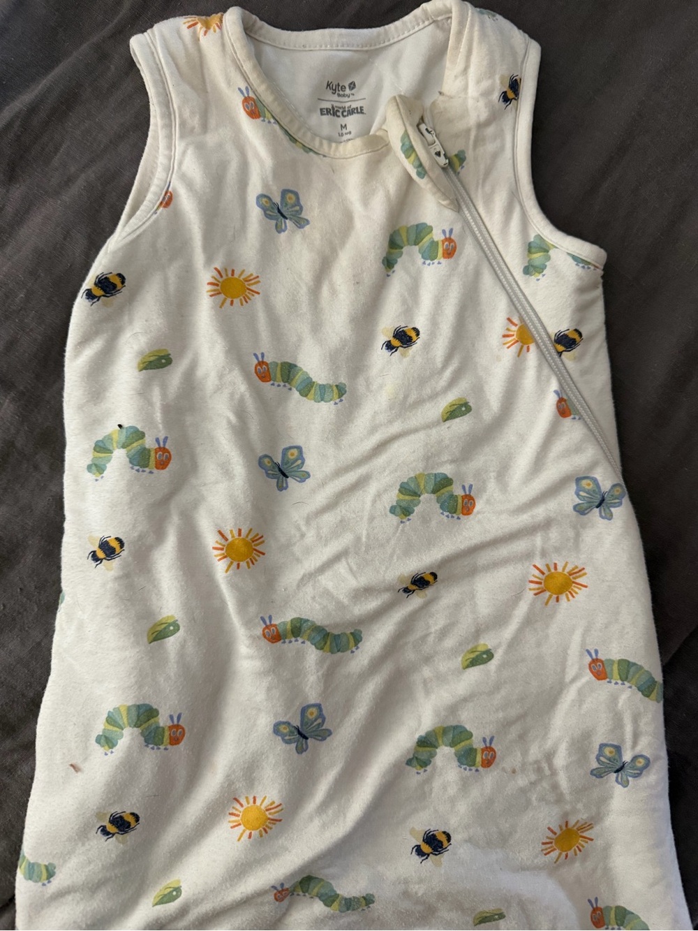 Kyte BABY White Sleep Sack with Caterpillar, Sun & Butterfly Print